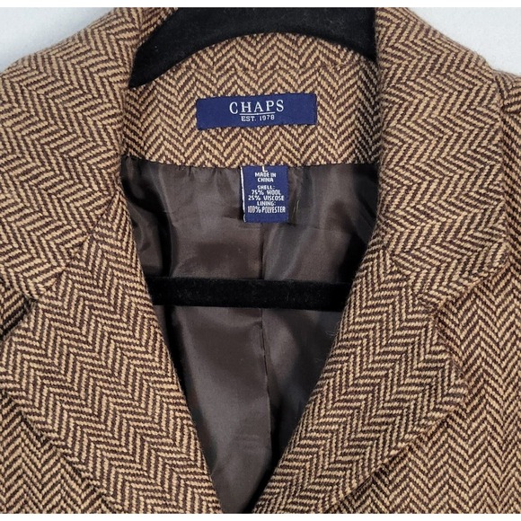 Chaps Tweed Herringbone Jacket sz L new Equestrian Academia Classic Old Money - Picture 5 of 8